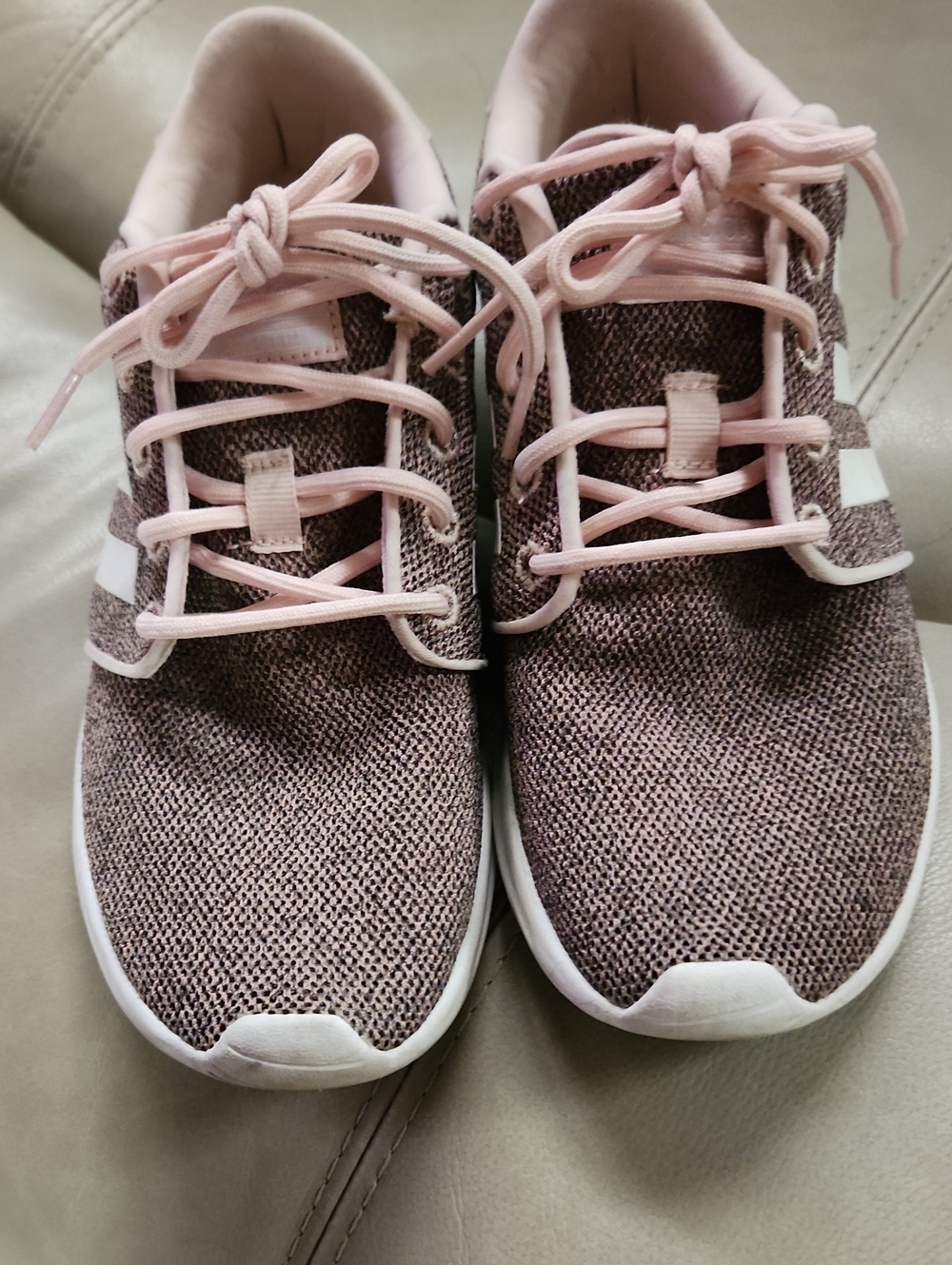 adidas Women's Knit Sneakers in Mauve Pink and White